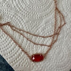 Rose Gold Kendra Scott Elaina red bracelet with two chains